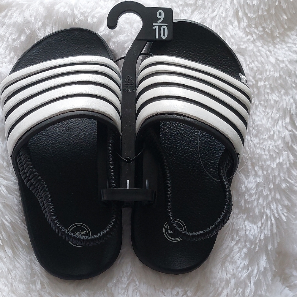 Black and White Slide Sandals